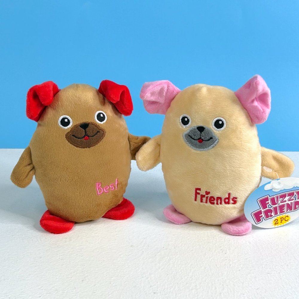 Fuzzy Friends Valentine's Day Pair Puppy‎ Dog Best Friends 6" Plush Stuffed Toys